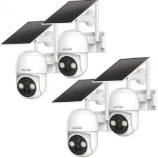 WOOLINK 4pcs 4MP Solar Wireless Security Cameras, 2K Pan