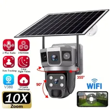 4K/8MP Solar Powered Surveillance , 2.4GH Wireless Wi-Fi, 360° Panoramic Wireless Outdoor